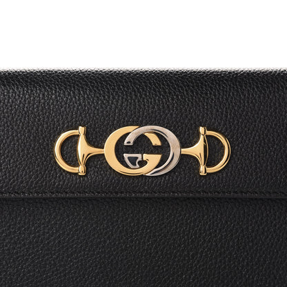 Gucci Grainy Calfskin Zumi Flap Card Case Black 7 of 8