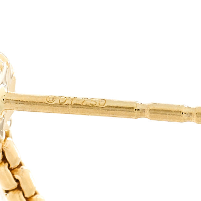 18K Yellow Gold Diamond Crossover Chain Drop Earrings