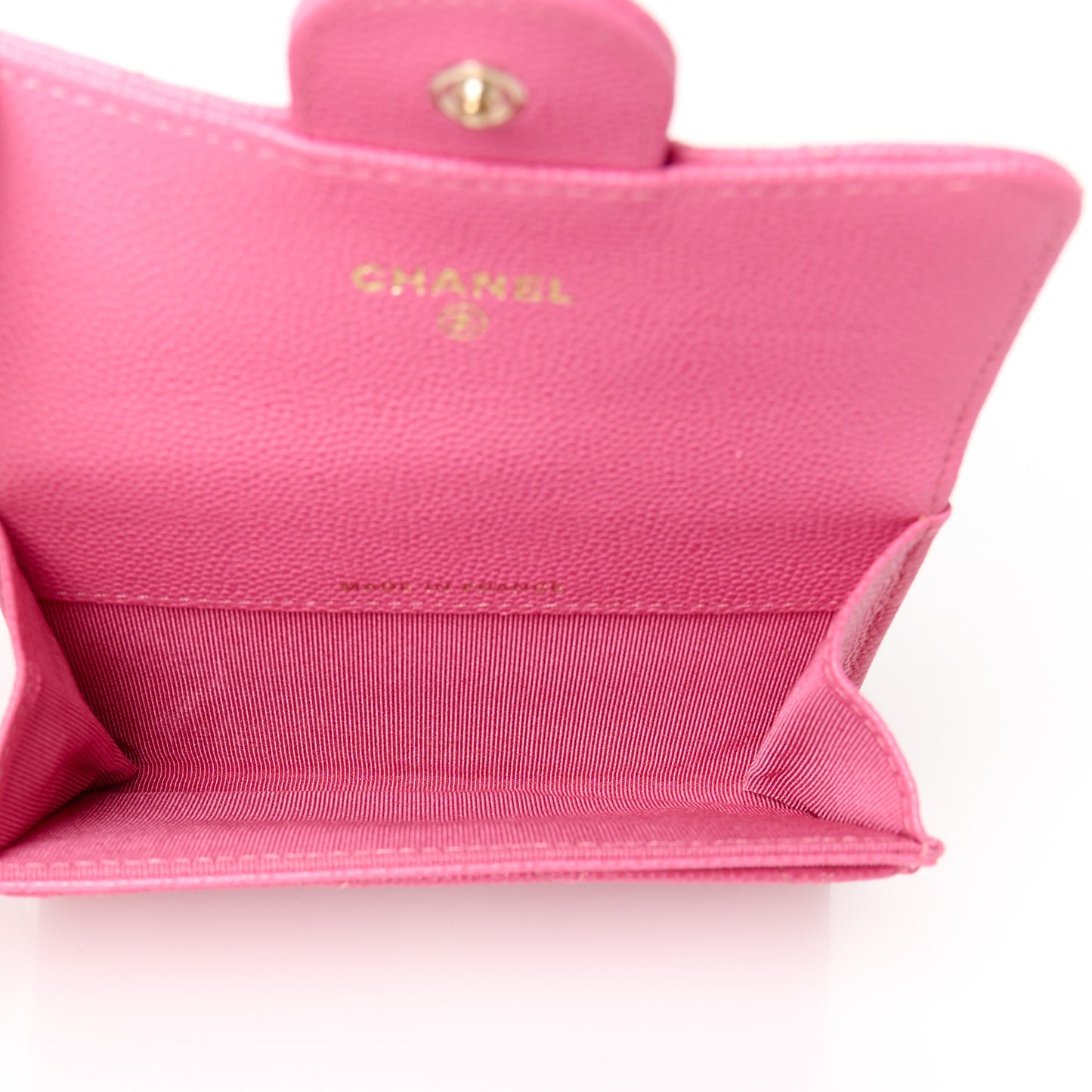 Caviar Quilted Flap Card Holder Pink