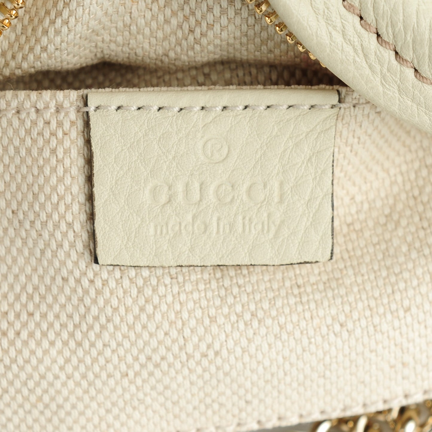 Pebbled Calfskin Mini Soho Chain Bag Off White