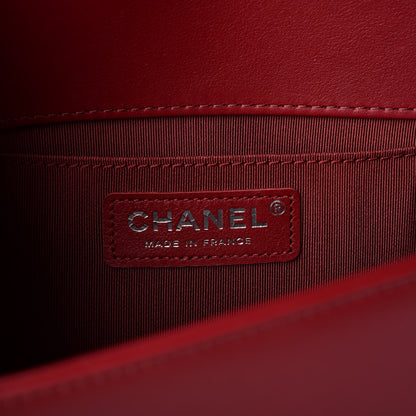 Chanel Calfskin Chevron Quilted Medium Boy Flap Red 5 of 7