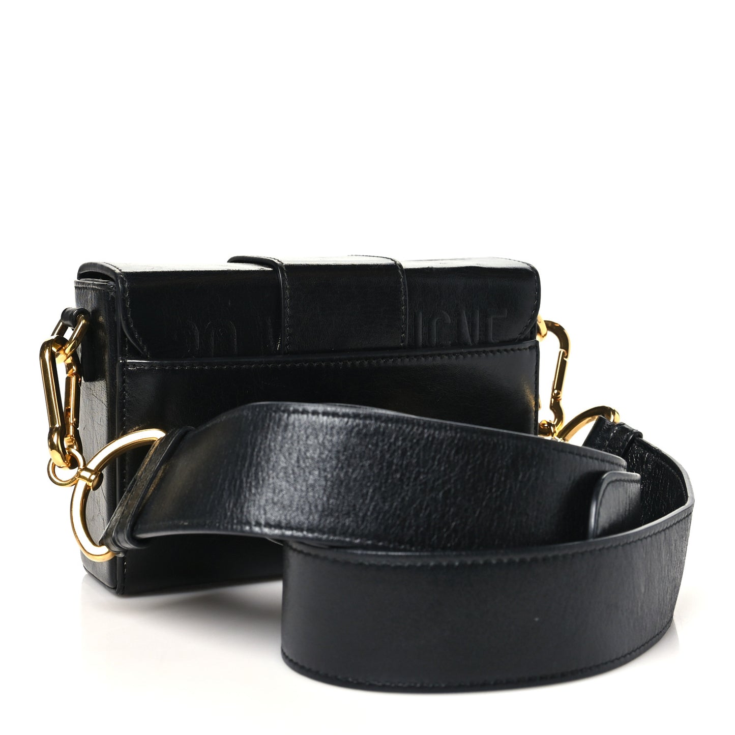 Crackled Lambskin 30 Montaigne Box Bag Black