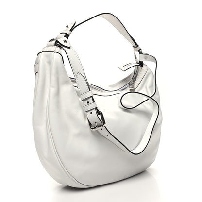 Versace Calfskin Large Repeat Zip Hobo White 3 of 9