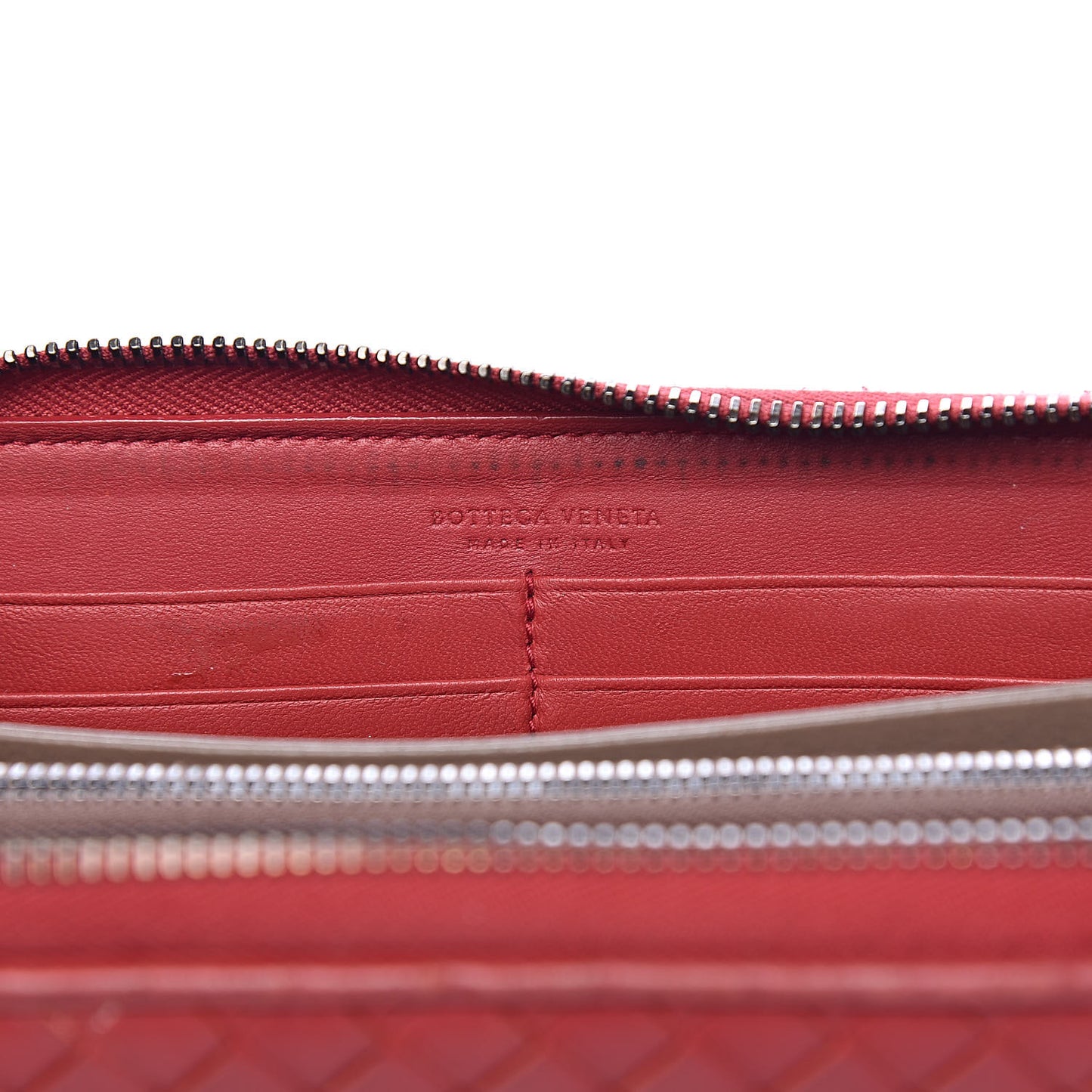 Nappa Intrecciato Zip Around Wallet Red