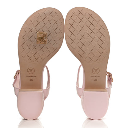 Chanel Lambskin Chain CC Logo Thong Sandals 36 Light Pink 9 of 11