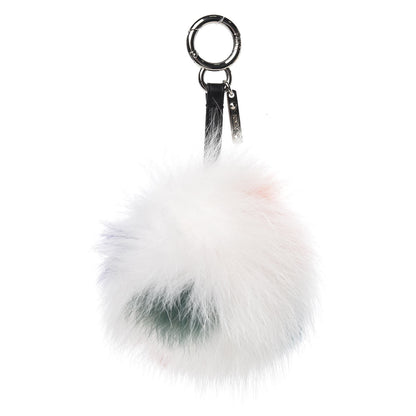 Fendi Fox Fur Polka Dot Pom Pom Bag Charm White 1 of 3