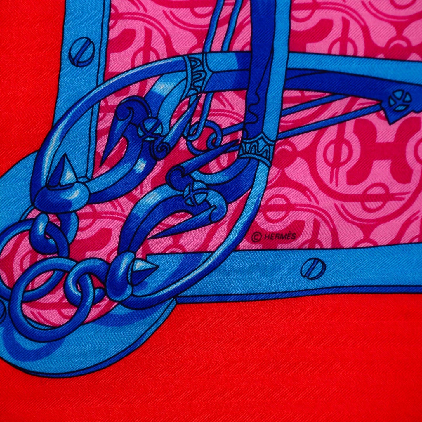 Cashmere Silk Mors Et Gourmettes Remix Shawl 140 Vermillon Rose Bleu Azur