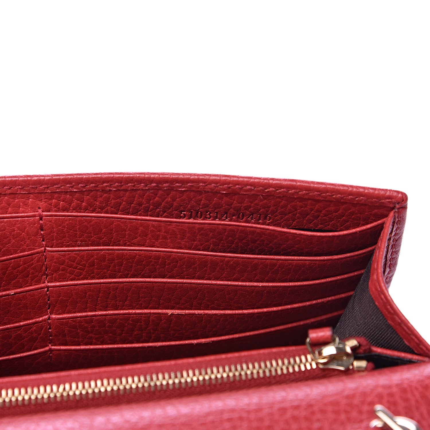 Gucci Dollar Calfskin Interlocking G Chain Wallet Red 7 of 10