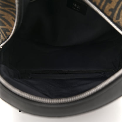 Fendi X SARAH COLEMAN Fabric Jacquard Vitello Grace Light Woven Lanyard FF Vertigo Pouch Pocket Backpack Tobacco Moro Black 5 of 10