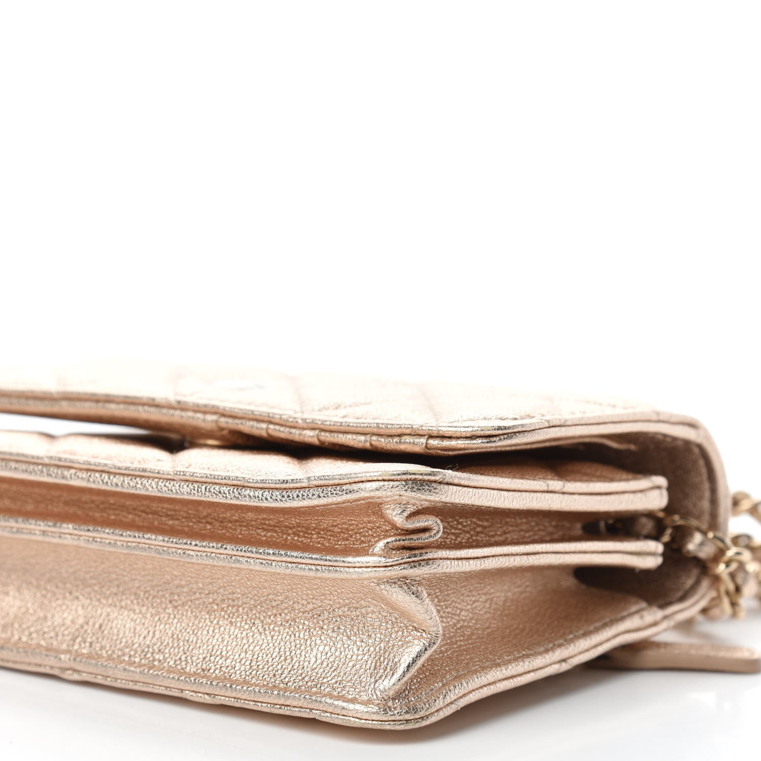 Chanel Metallic Lambskin Quilted Mini Wallet On Chain WOC Gold 7 of 10