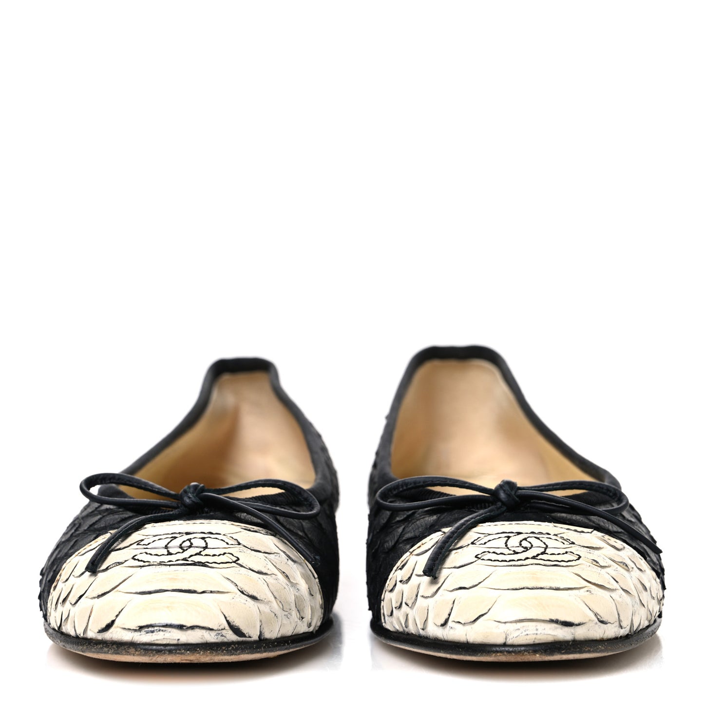Glitter Snakeskin CC Cap Toe Ballerina Flats 37 Black White