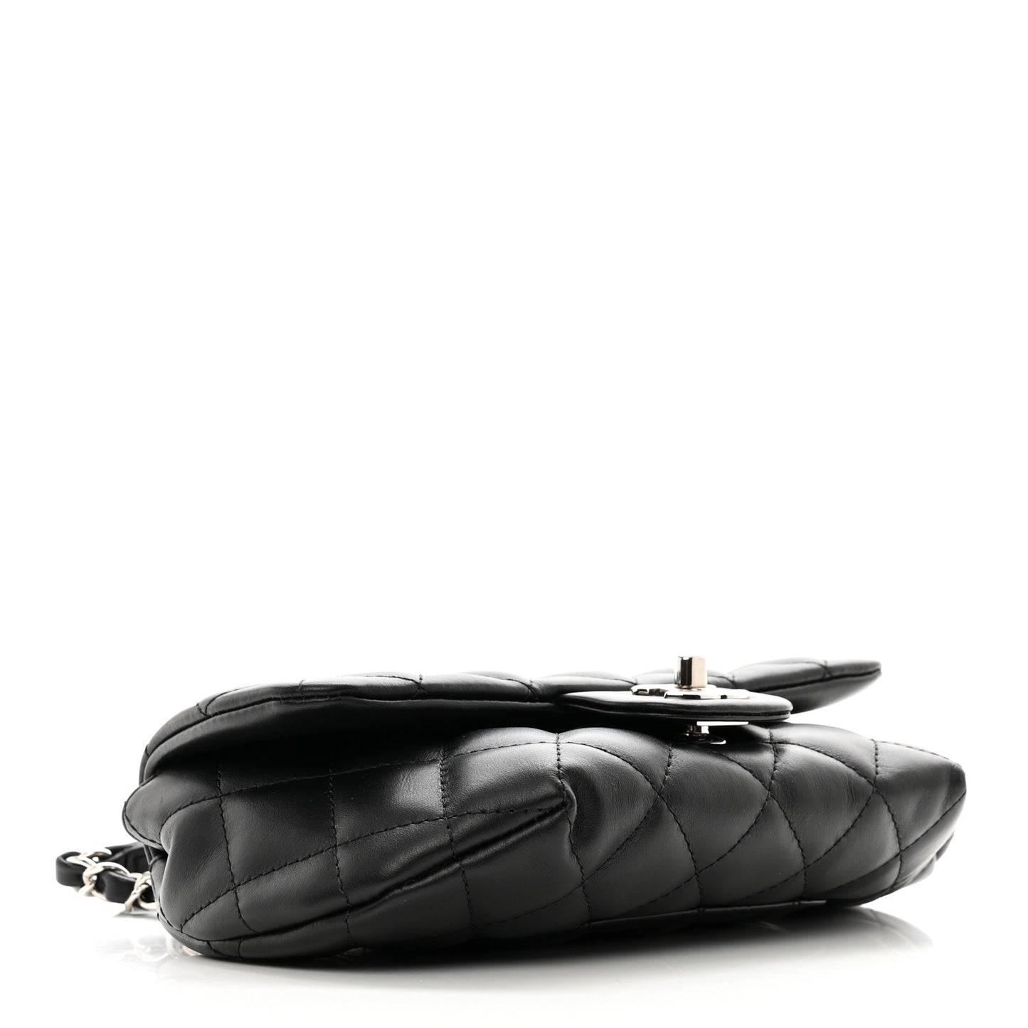 Calfskin Quilted CC Uniform Flap Belt Bag Black