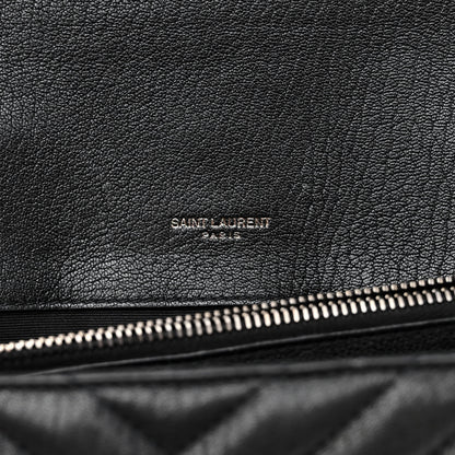 Saint Laurent Sheepskin Matelasse Chevron Monogram Large College Satchel Black 7 of 13