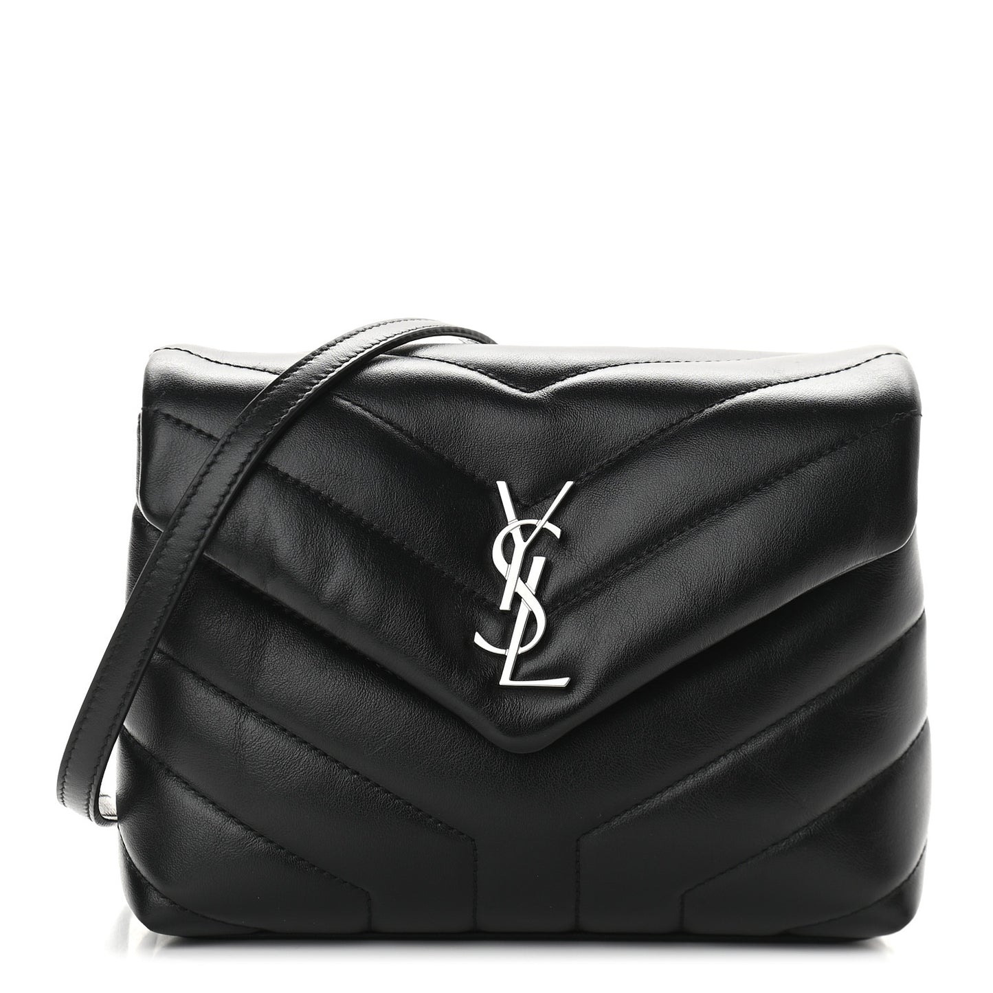 Calfskin Y Quilted Monogram Toy Loulou Crossbody Bag Black