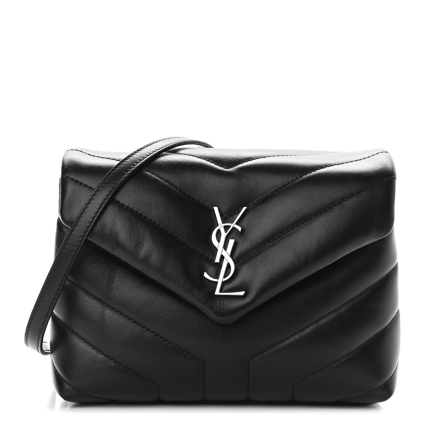 Saint Laurent Calfskin Y Quilted Monogram Toy Loulou Crossbody Bag Black 1 of 9