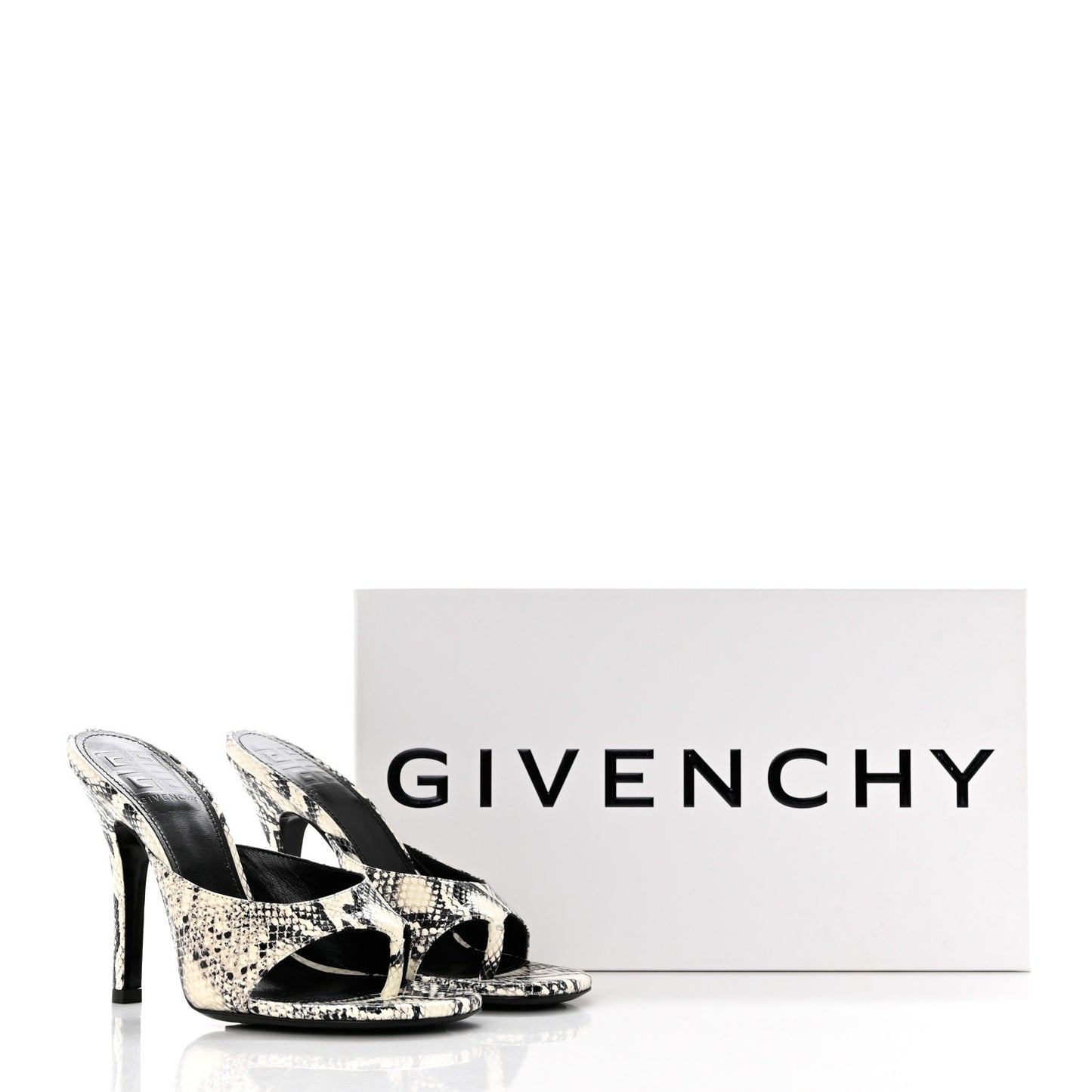 Snakeskin Embossed Thong-Strap Sandals Mules 37 White