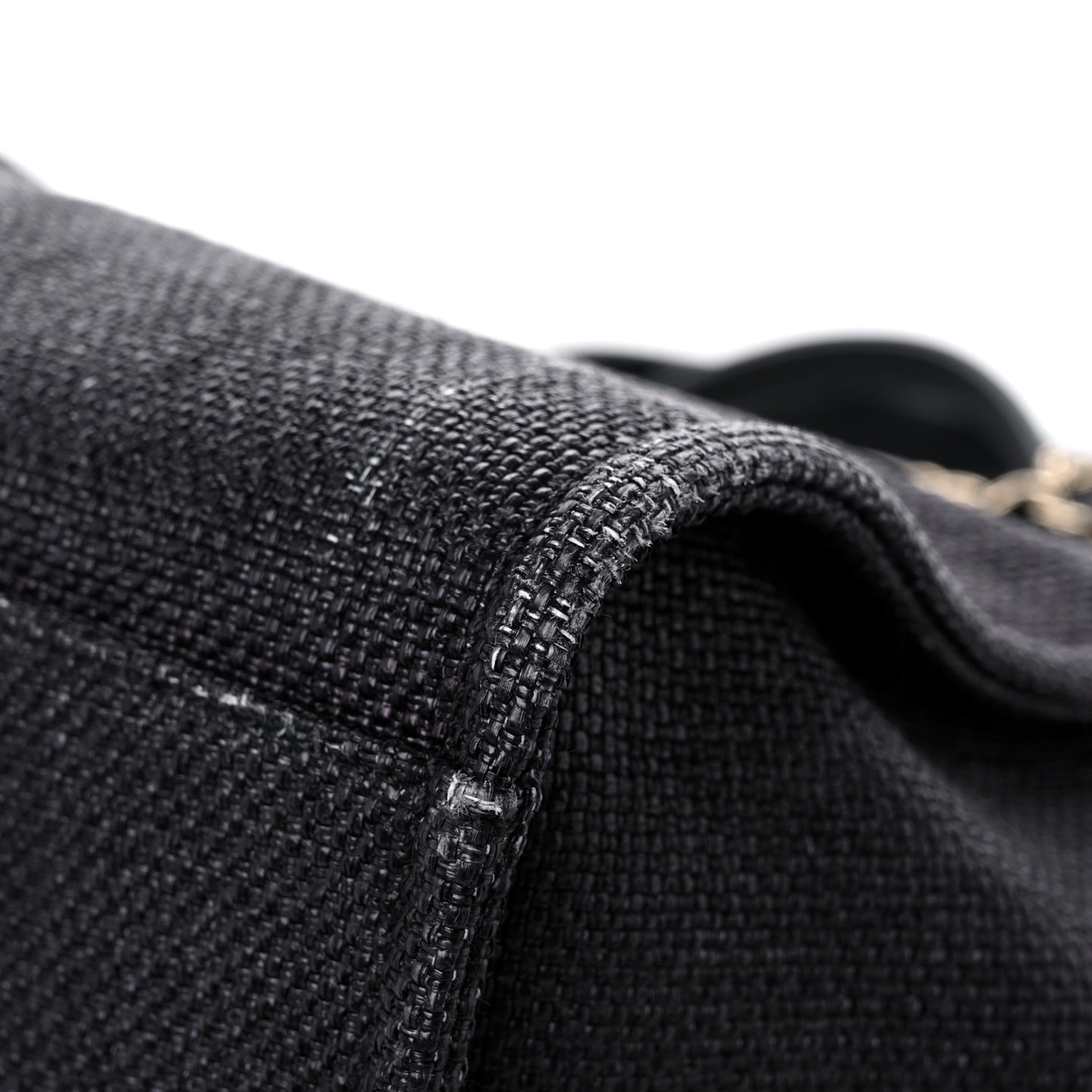 Woven Straw Raffia Large Deauville Tote Black