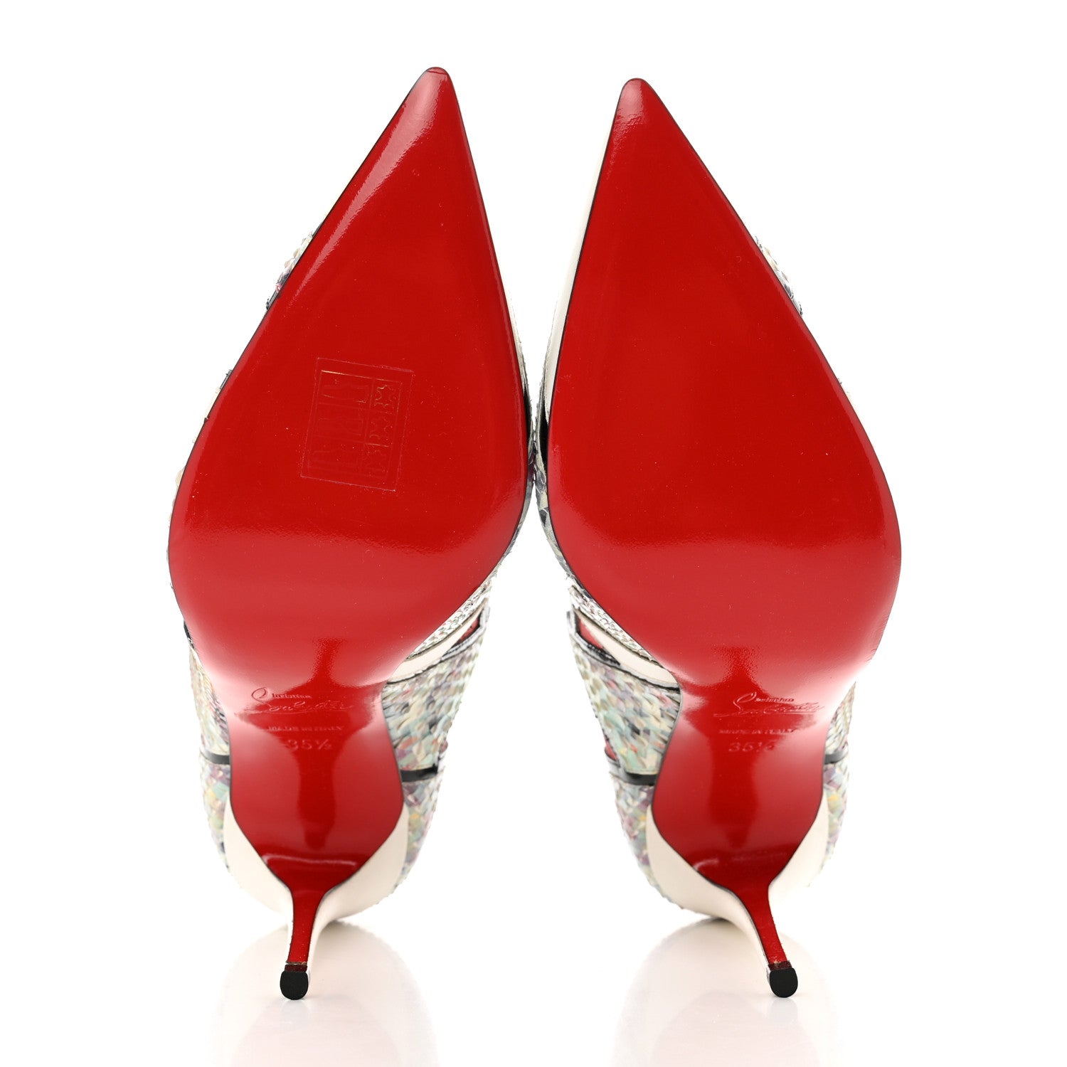 Christian Louboutin Shiny Nappa Patent Snakeskin Explorete 100 Pumps 35.5 White Black Multicolor 5 of 9