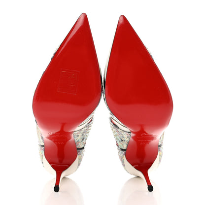 Christian Louboutin Shiny Nappa Patent Snakeskin Explorete 100 Pumps 35.5 White Black Multicolor 5 of 9