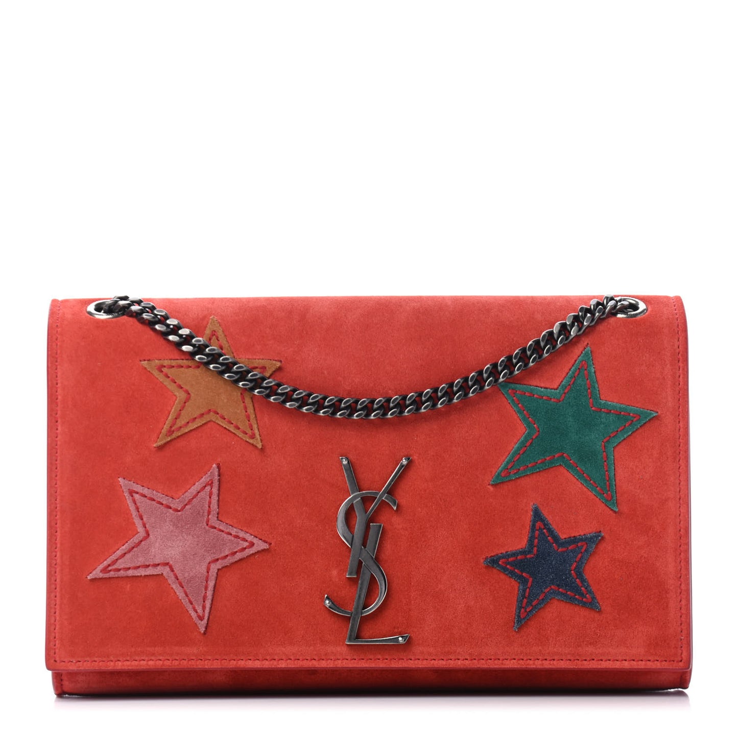 Suede Star Medium Classic Monogram Kate Satchel Berry Red
