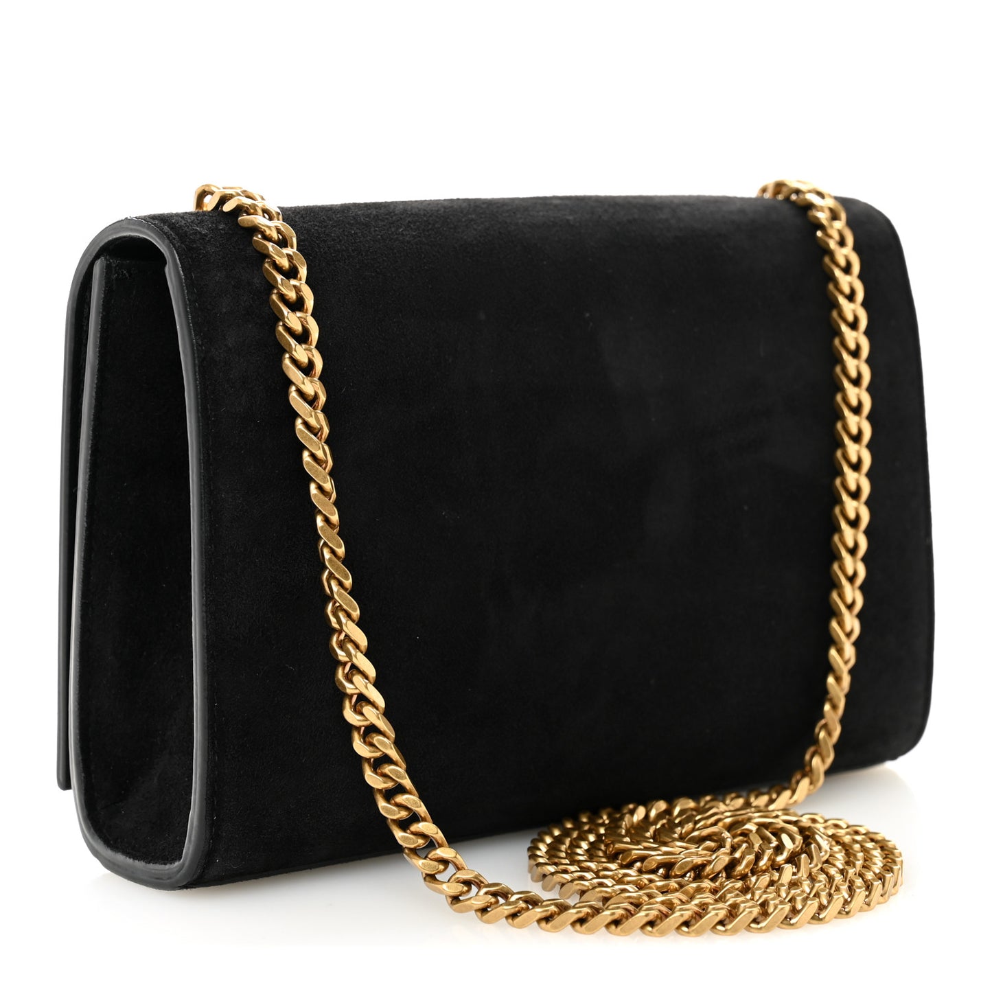 Suede Small Classic Monogram Palm Tree Kate Satchel Black