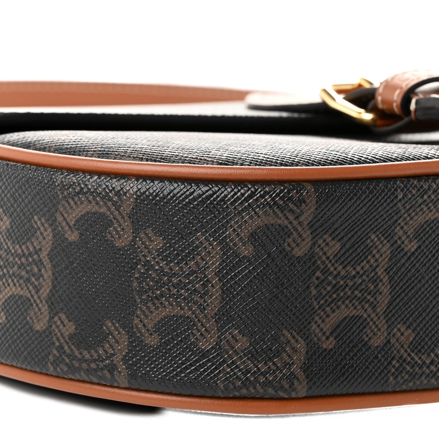 Celine Triomphe Canvas Folco Bag Tan 9 of 10