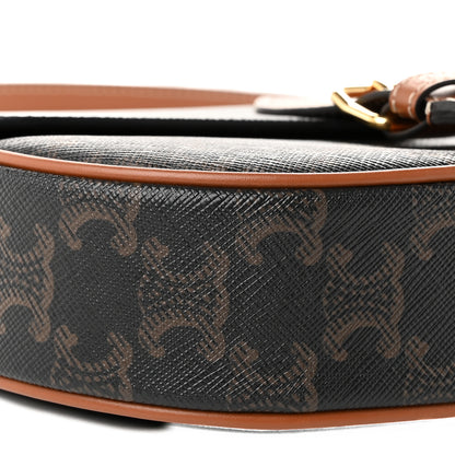Celine Triomphe Canvas Folco Bag Tan 9 of 10