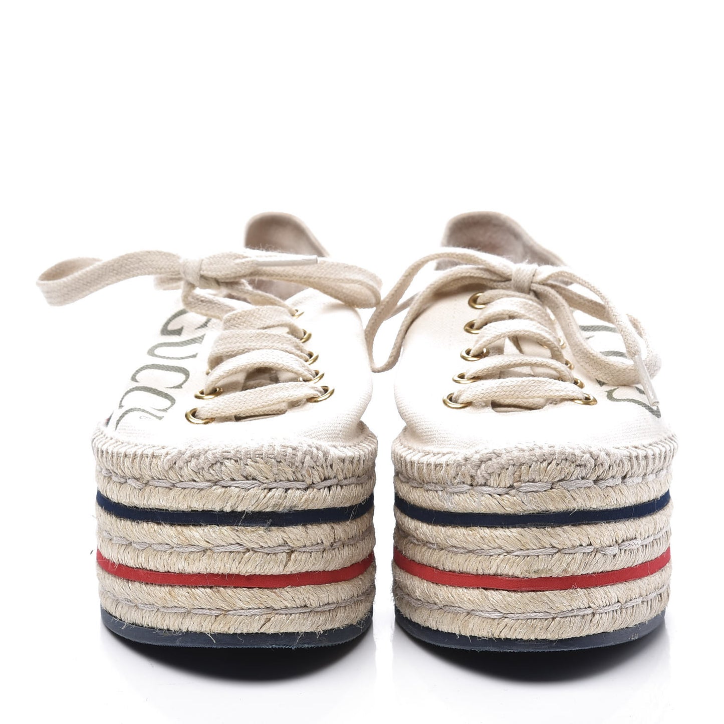 Canvas Logo Lace-Up Platform Espadrilles 36 Greggio Grege