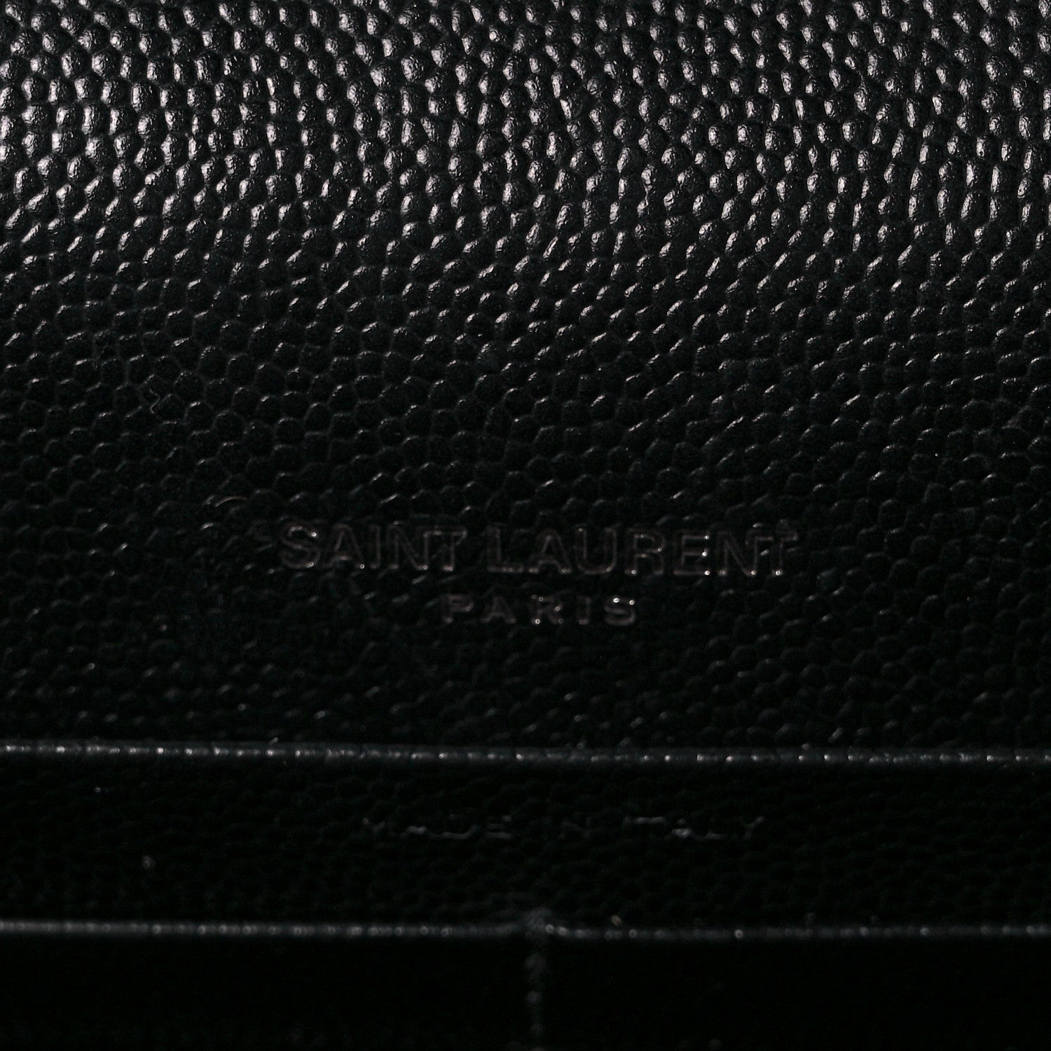 Saint Laurent Grain De Poudre Matelasse Chevron Monogram Monochrome Envelope Chain Wallet Black 6 of 9