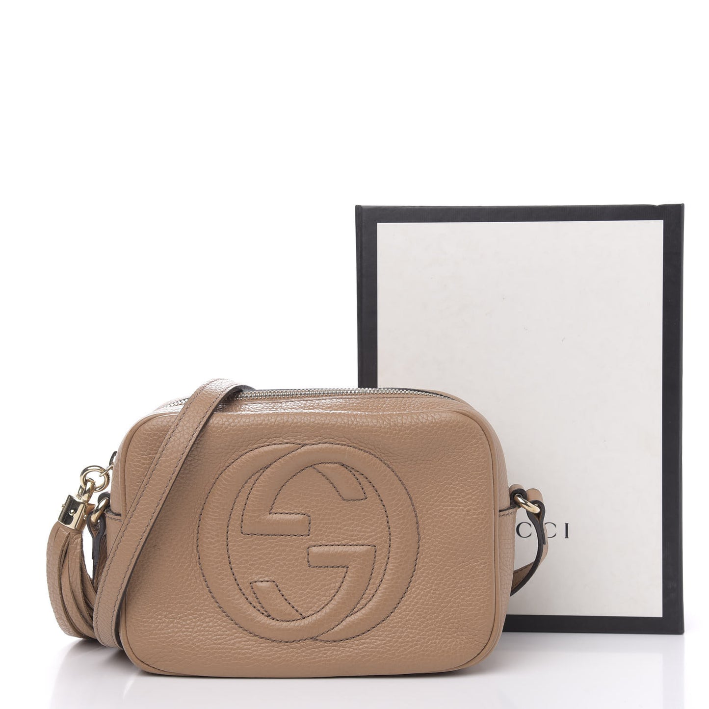 Pebbled Calfskin Small Soho Disco Bag Rose Beige