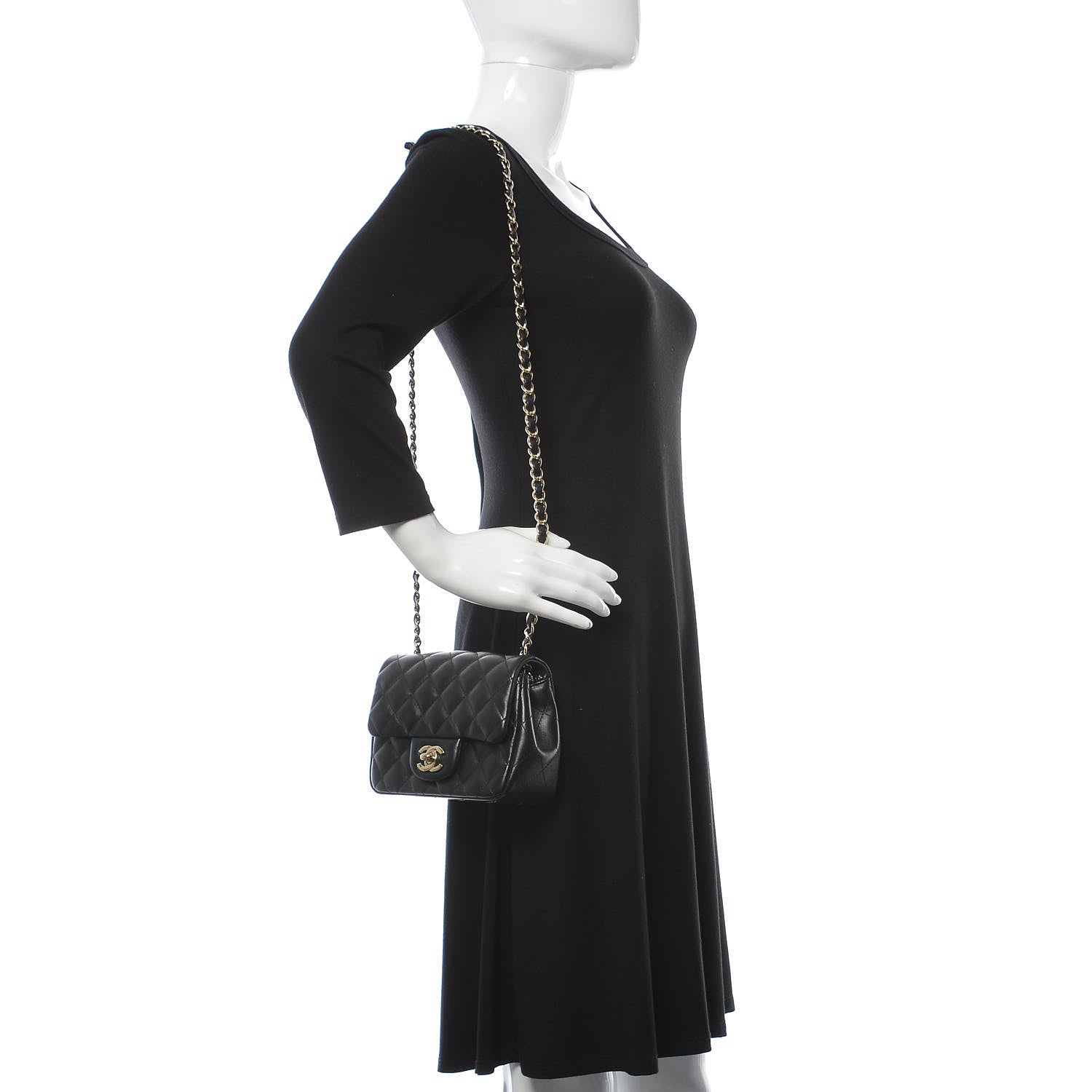 Chanel Lambskin Quilted Mini Square Flap Black 2 of 11