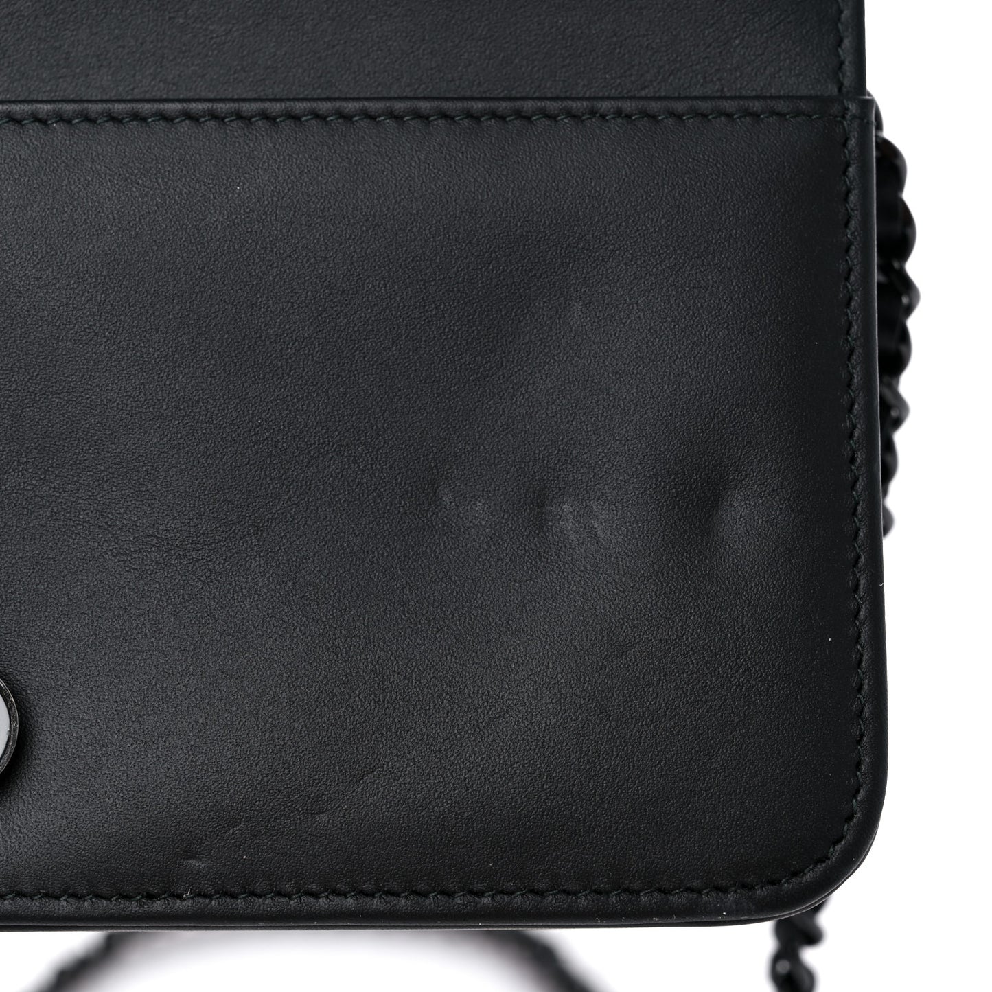 Calfskin Painted Chevron Embossed Boy Wallet On Chain WOC Black