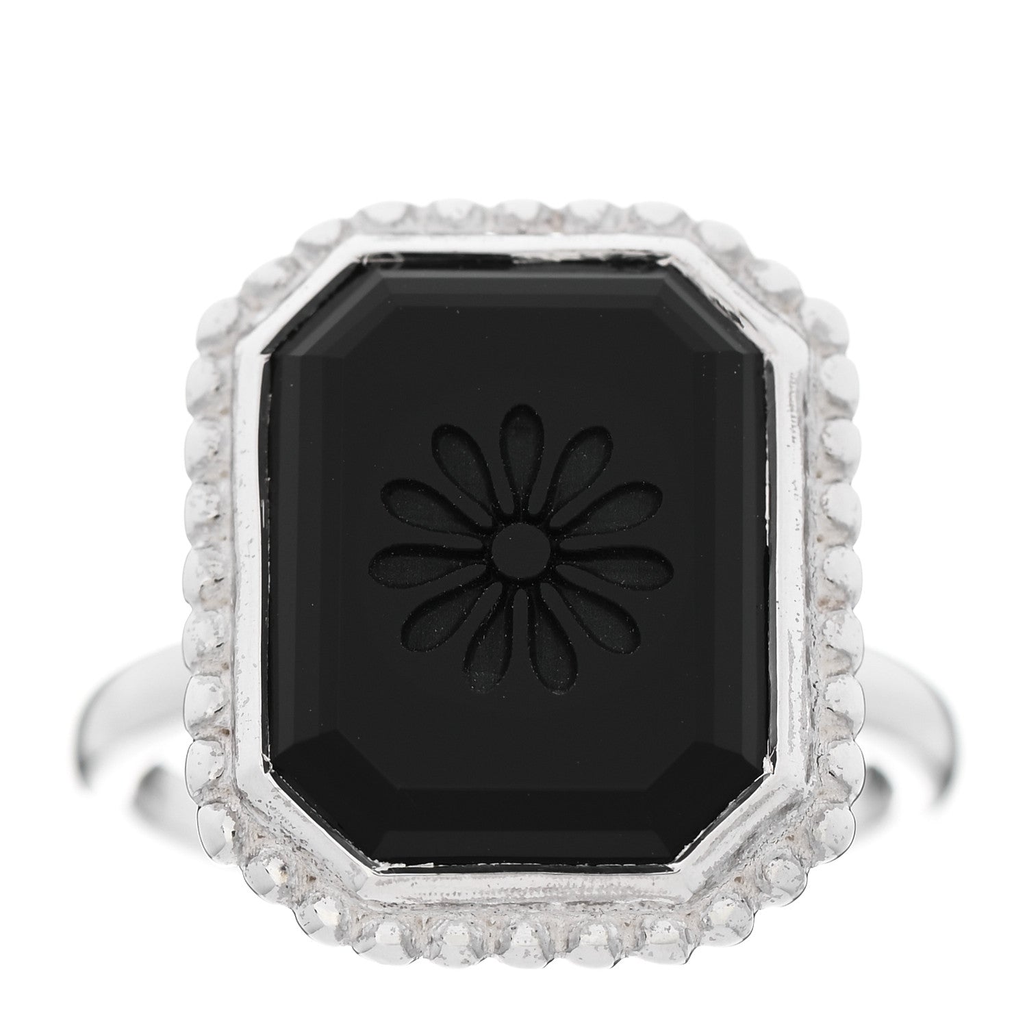 Tiffany Sterling Silver Black Onyx Ziegfeld Daisy Ring 55 7.25 1 of 5
