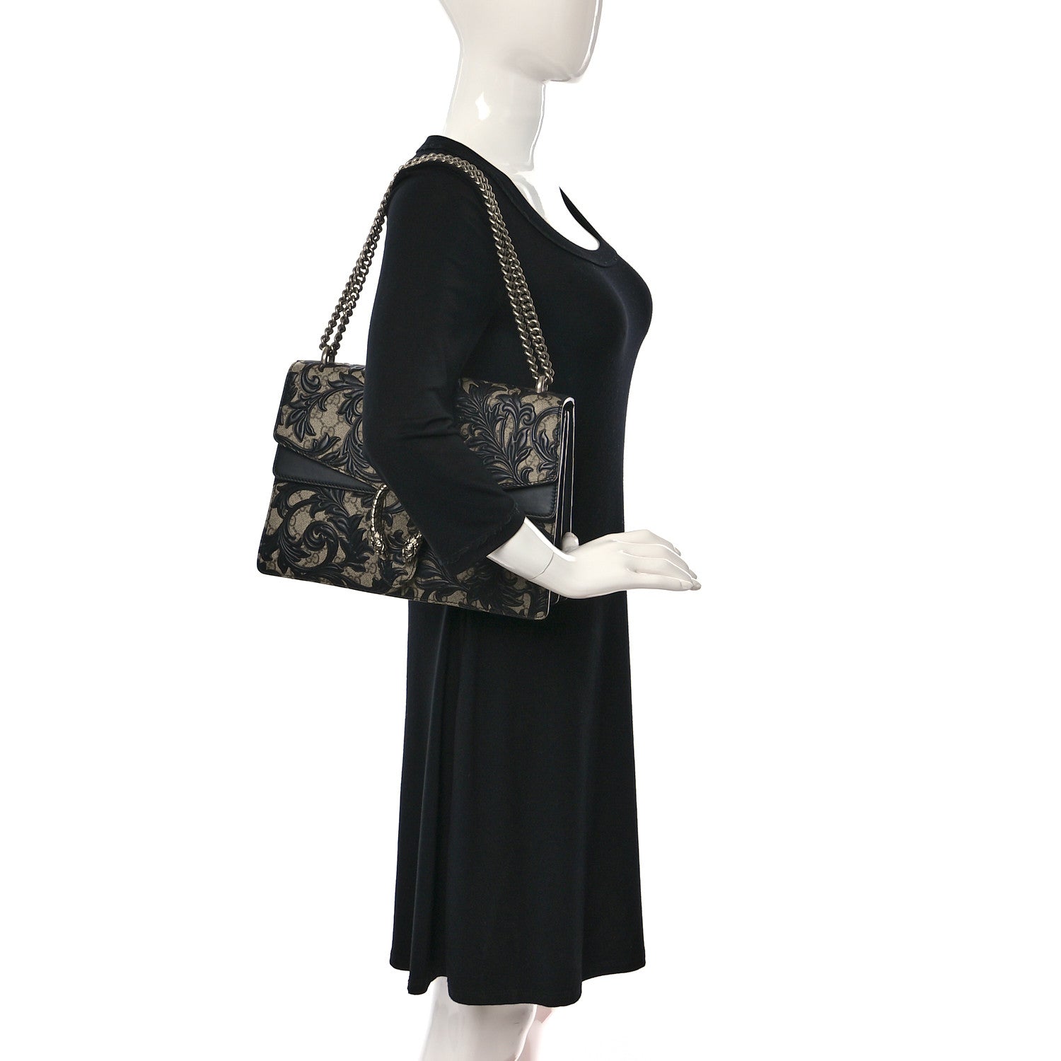 Gucci GG Supreme Monogram Arabesque Medium Dionysus Shoulder Bag Black 2 of 9