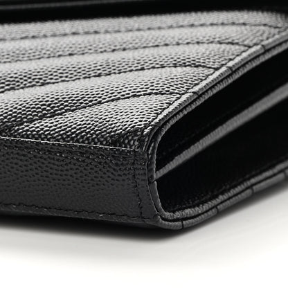 Saint Laurent Grain De Poudre Matelasse Chevron Monogram Chain Wallet Black 10 of 12