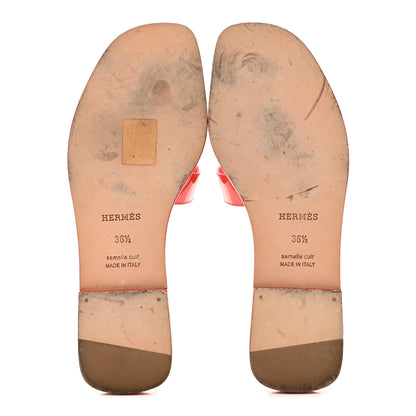 Hermes Patent Oran Sandals 38.5 Rose Jaipur 6 of 10