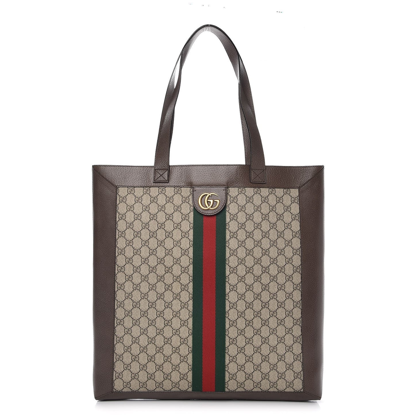 GG Supreme Monogram Web Large Ophidia Vertical Shopping Tote Brown