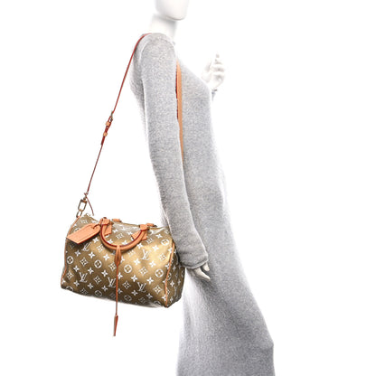Louis Vuitton Metallic Calfskin Monogram Speedy P9 Bandouliere 30 Gold Kintsugi 2 of 12