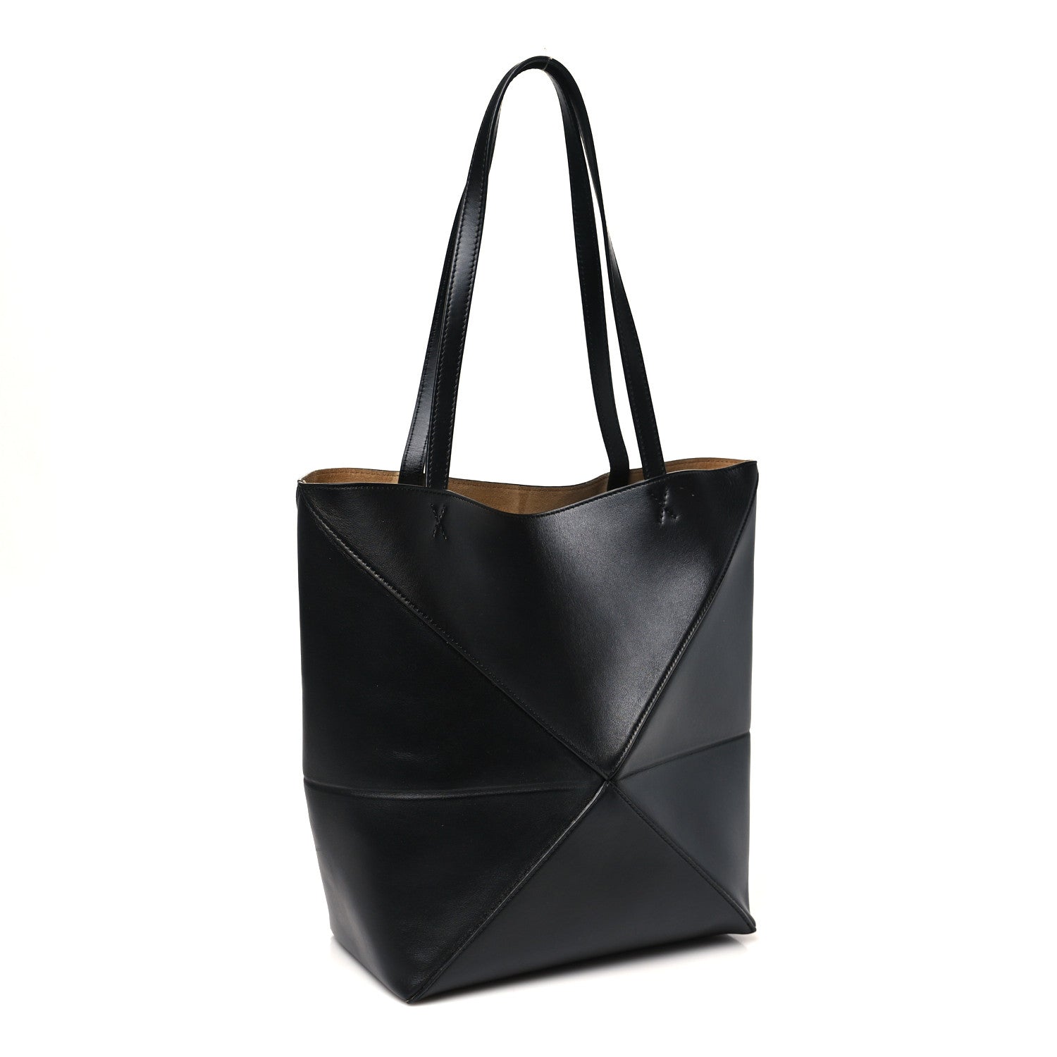 Loewe Shiny Calfskin Medium Puzzle Fold Tote Black 3 of 9