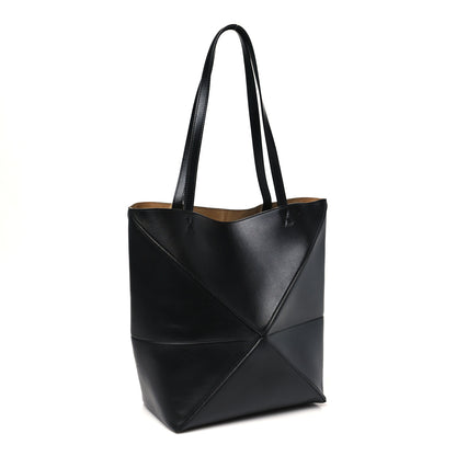 Loewe Shiny Calfskin Medium Puzzle Fold Tote Black 3 of 9