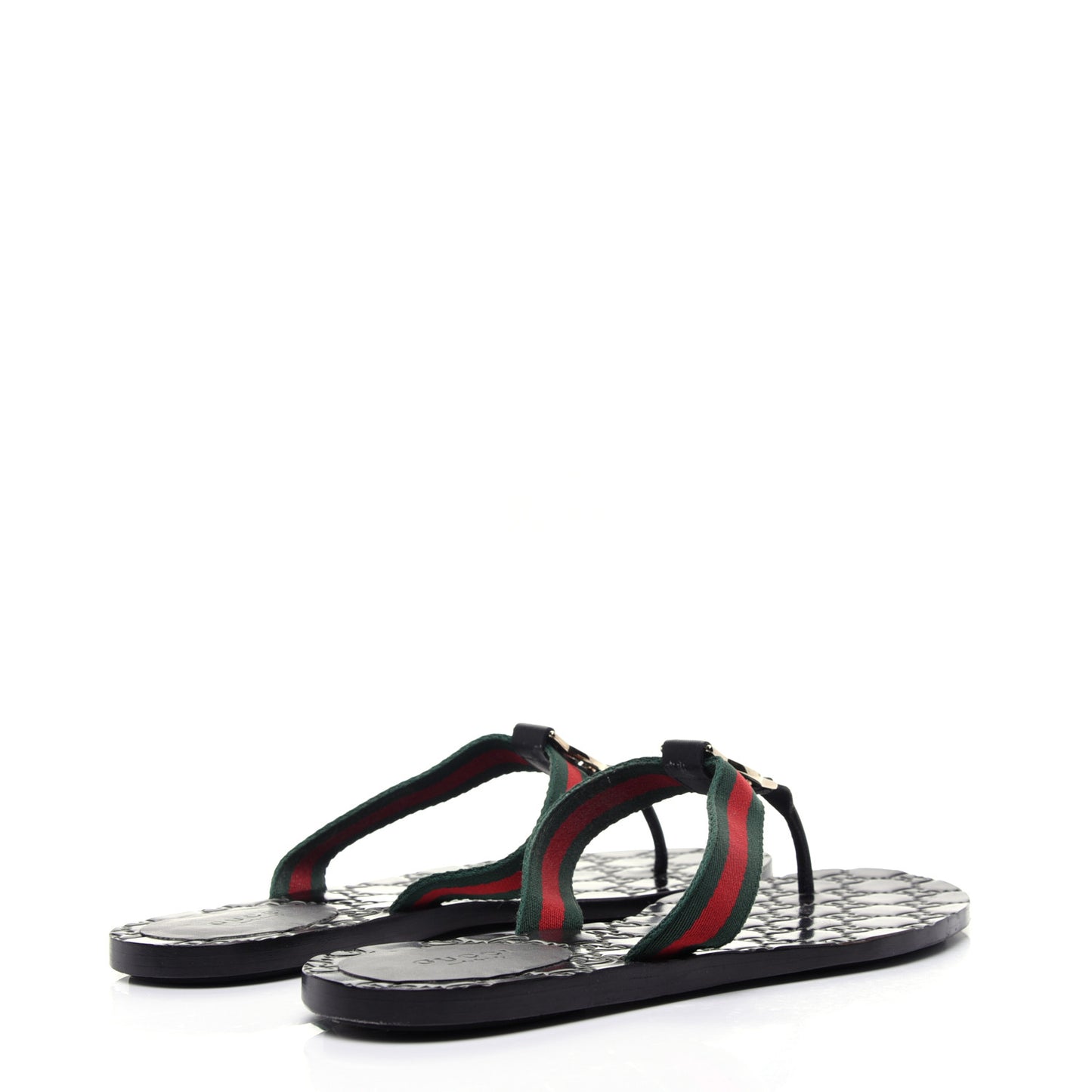 Nylon Guccissima Web Womens Thong Sandals 38.5 Green Red Black