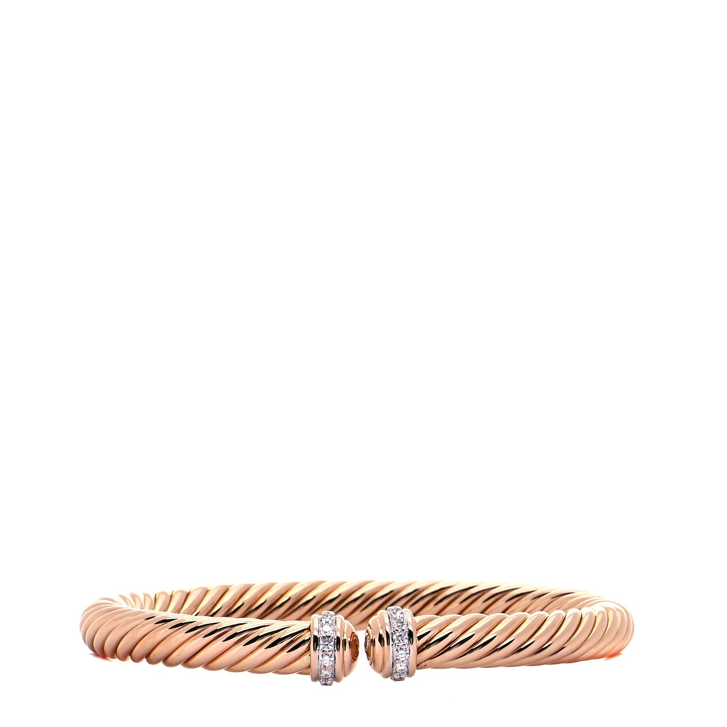 18K Rose Gold Diamond 7mm Cablespira Bracelet