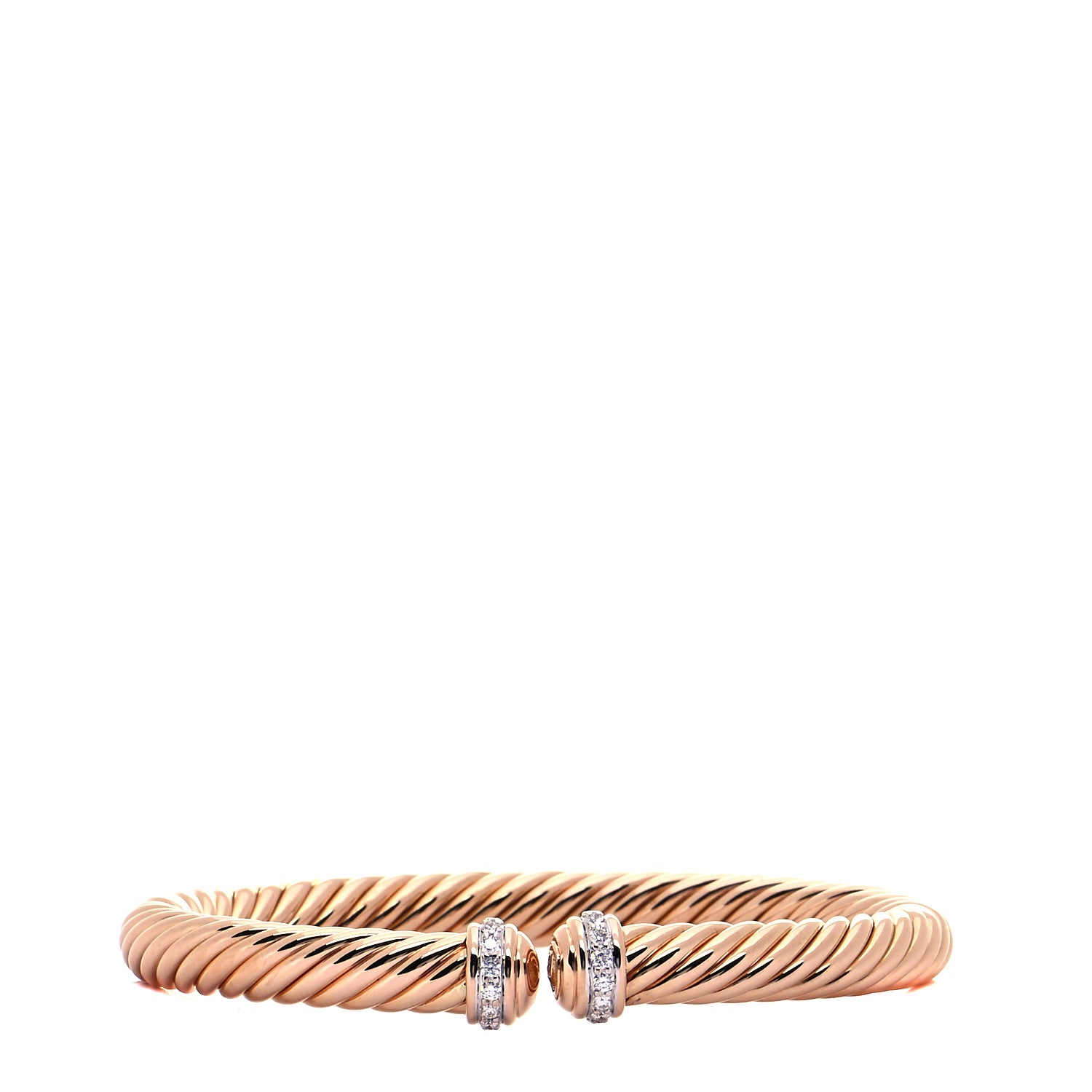 David Yurman 18K Rose Gold Diamond 7mm Cablespira Bracelet 1 of 5