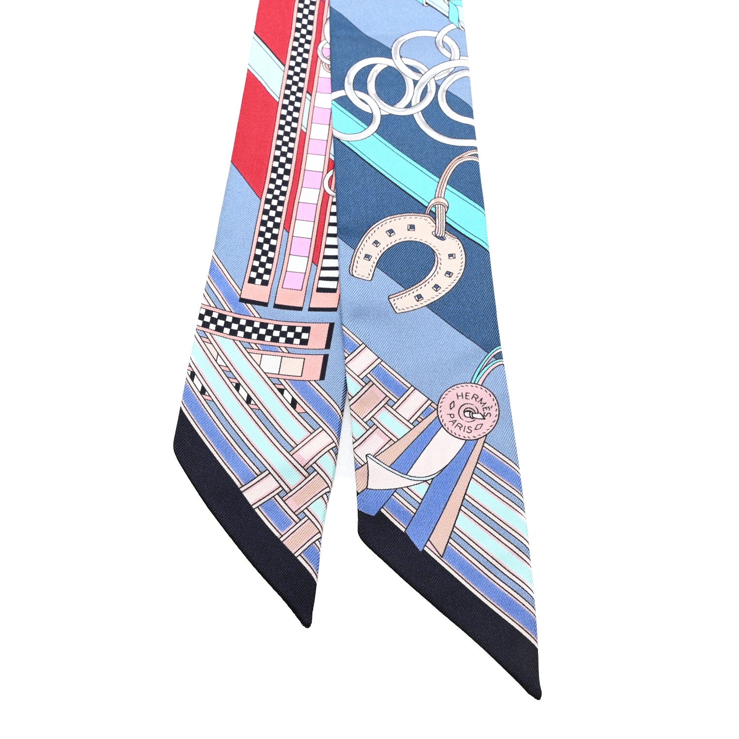 Hermes Silk Brides et Gris-Gris Twilly Marine Turquoise Rose 2 of 3