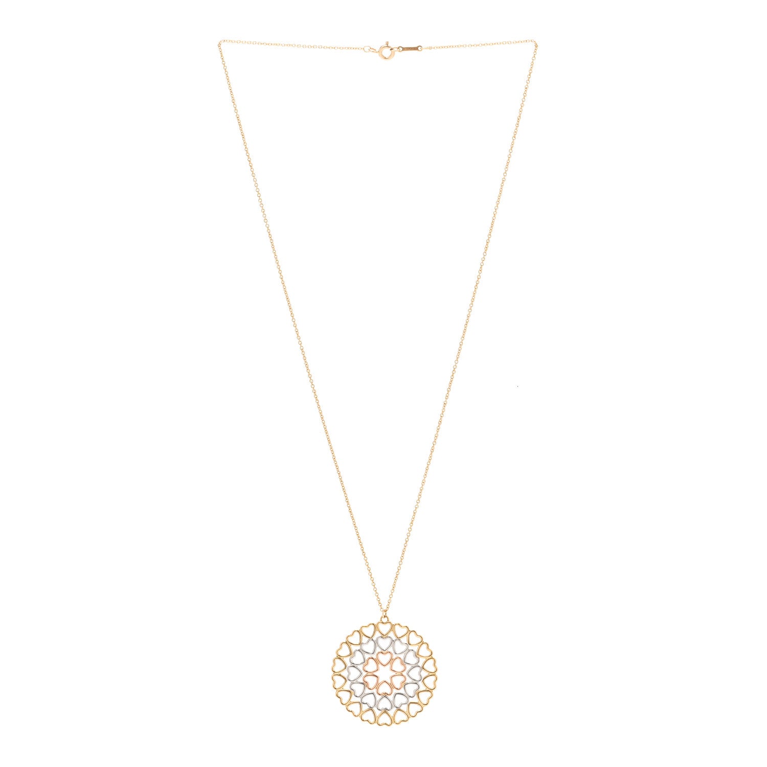 Tiffany 18K Yellow White Rose Gold Paloma Picasso Crown of Hearts Medallion Pendant Necklace 3 of 6