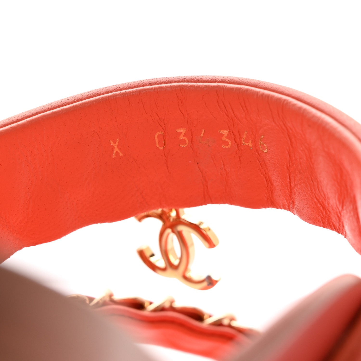 Chanel Calfskin Chain CC Thong Flat Sandals 38 Coral 8 of 15