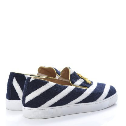 Christian Louboutin Eponge Mariniere Specchio Boat Spa Flat Sneakers 39 Navy White 4 of 13