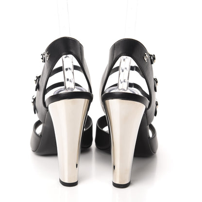 Chanel Lambskin CC Heel Sandals 40.5 Black 5 of 9