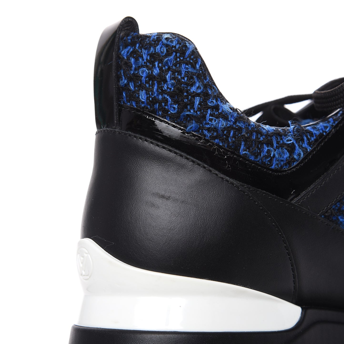 Calfskin Tweed Run Away Sneakers 37.5 Blue