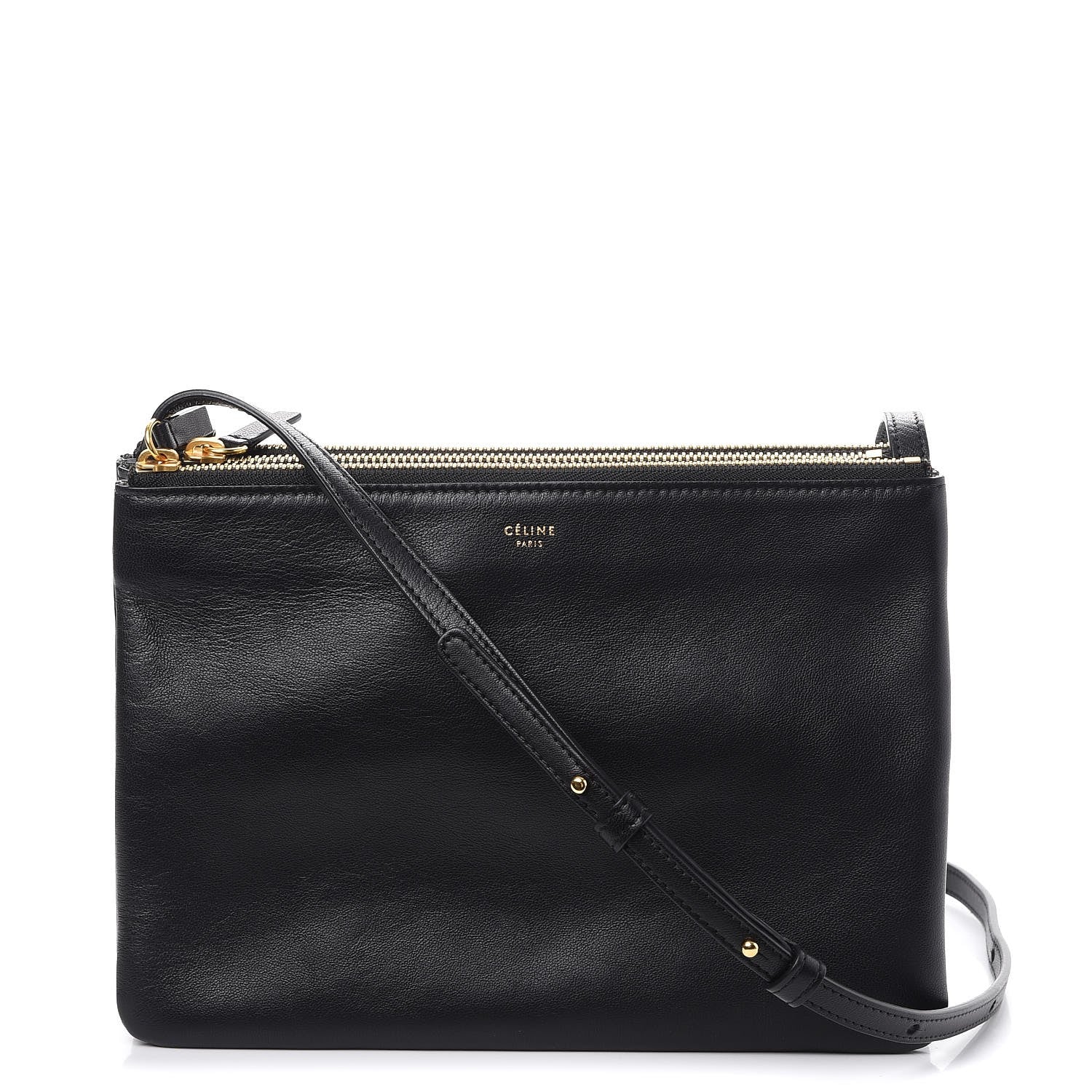 Celine Lambskin Large Trio Crossbody Bag Black 1 of 9